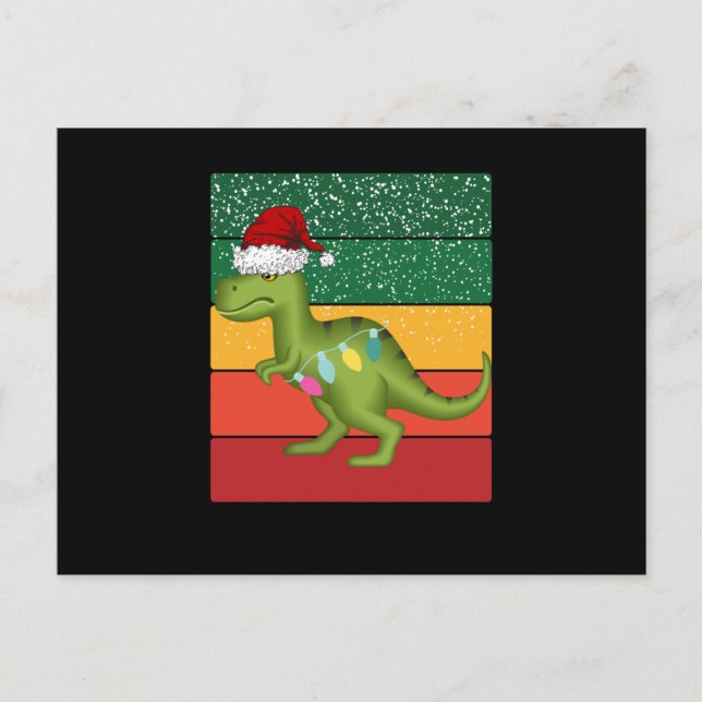 Carte Postale arbre de Noël t-rex (Devant)