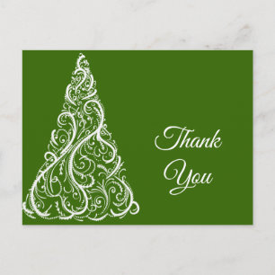 Carte Postale Arbre de Noël vert Merci d'hiver