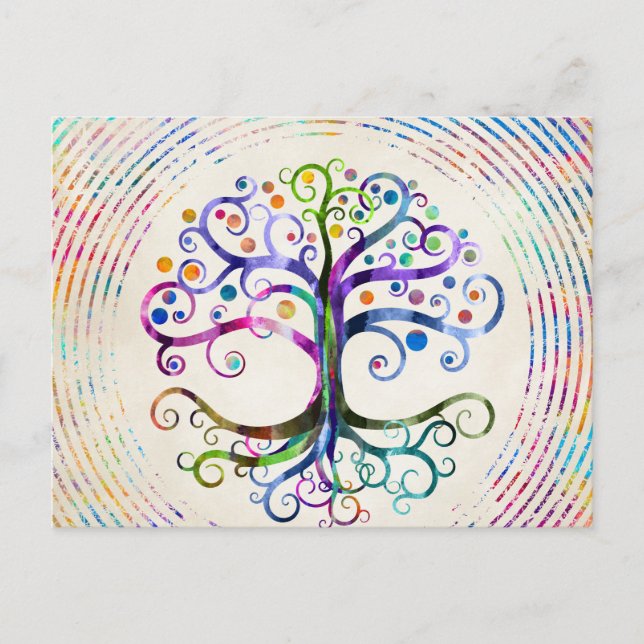 Carte Postale Arbre de vie à l'aquarelle (Devant)