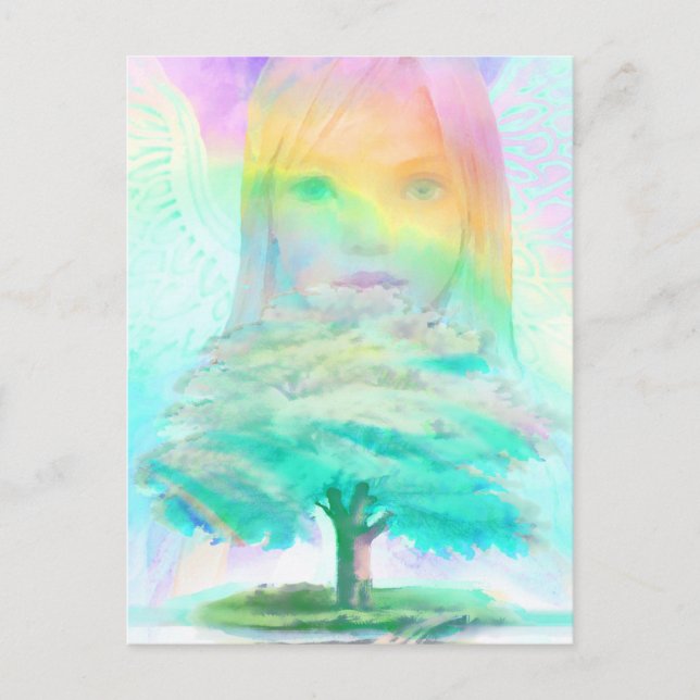 Carte Postale Arbre de vie Angel lumière (Devant)
