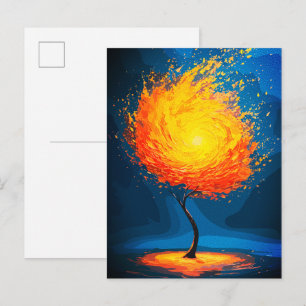 Carte Postale Arbre de Vie Ardente Art Mural de Nature Abstrai