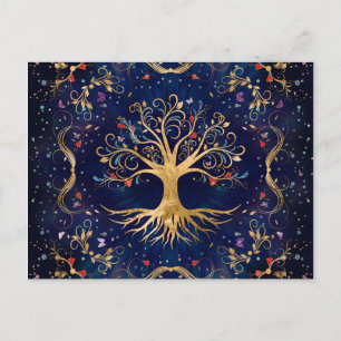 Carte Postale Arbre de vie coloré - Yggdrasil