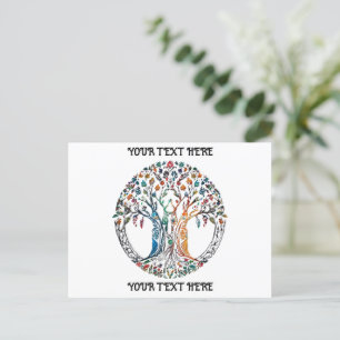 Carte Postale Arbre de Vie couleur vive 