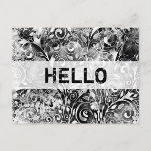 Carte Postale Arbre de Vie - Feuilles en Spirale Style Grunge 1