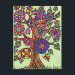 Carte Postale Arbre de vie florissant<br><div class="desc">L'Arbre de Vie, un arbre aux nombreuses branches, est un thème récurrent archétype dans de nombreuses cultures du monde qui signe l'interconnectivité de toute vie sur notre planète. Il apparaît dans l'art, la théologie, la philosophie et la mythologie dans le monde entier. Cette version colorée présente de nombreuses fleurs vives...</div>