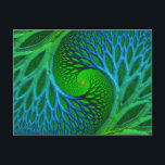 Carte Postale Arbre De Vie Fractale Spirale<br><div class="desc">Cette conception fractale en spirale aux couleurs bleues,  jaunes et vertes représente un symbole infini de l'arbre de vie représentant la croissance personnelle,  la force et la beauté.</div>