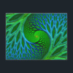 Carte Postale Arbre De Vie Fractale Spirale<br><div class="desc">Cette conception fractale en spirale aux couleurs bleues,  jaunes et vertes représente un symbole infini de l'arbre de vie représentant la croissance personnelle,  la force et la beauté.</div>
