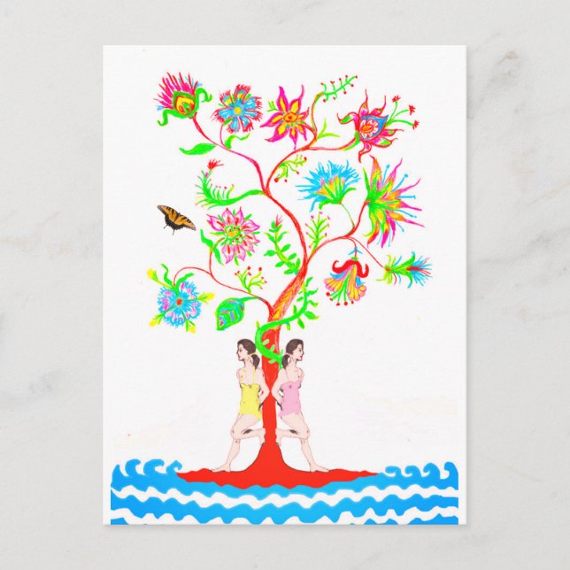 Carte Postale Arbre de vie. La flore et la faune (Devant)