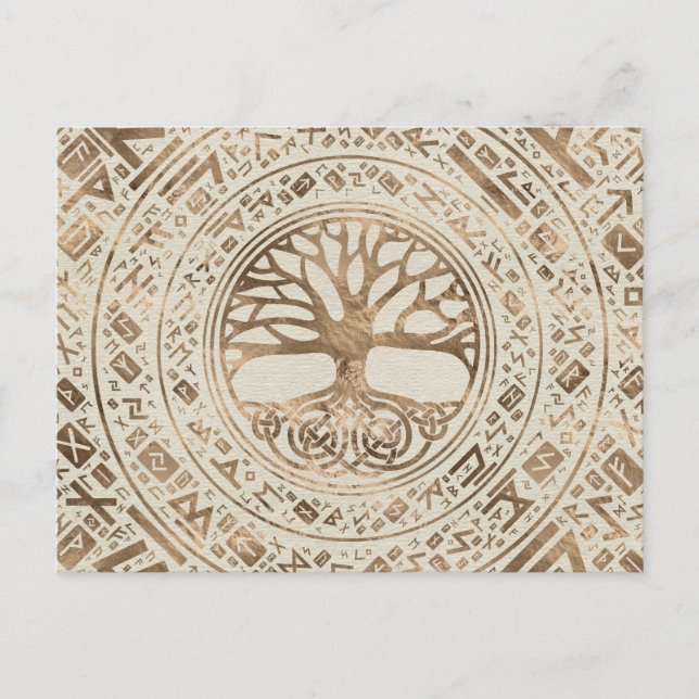 Carte Postale Arbre de vie - Yggdrasil Runic Motif (Devant)