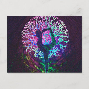 Carte Postale Arbre de Yoga Arc en arc-en-ciel