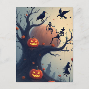 Carte Postale Arbre d'Halloween sinistre