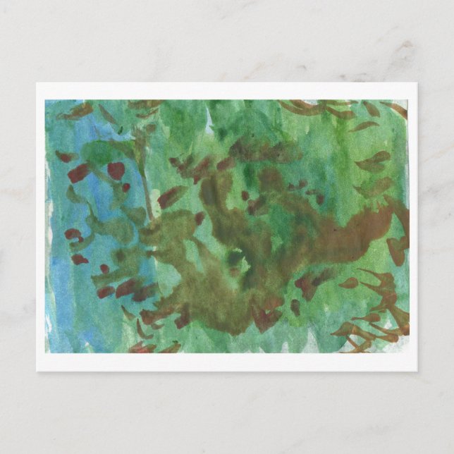 Carte postale Arbre en bleu et vert (Devant)