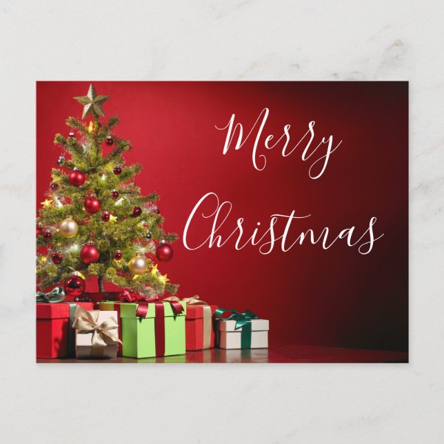 Carte Postale Arbre et Cadeaux Noël (Devant)