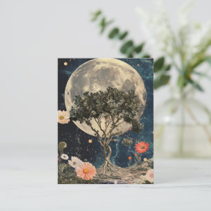 Carte Postale Arbre et fleurs de la lune