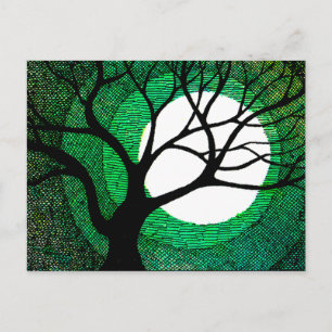 Carte Postale Arbre et Lune - Vert