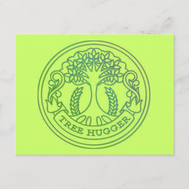 Carte Postale Arbre hugger, hippy badge (Devant)