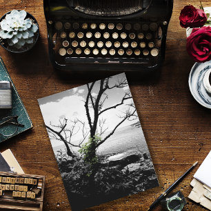 Carte Postale Arbre Noir Et Blanc Avec Vignes Vertes