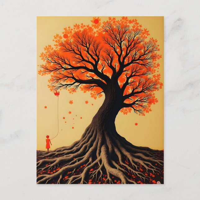 Carte Postale Arbre orange surréaliste (Devant)
