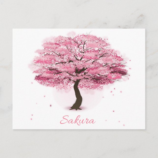 Carte Postale Arbre Sakura en fleurs (Devant)