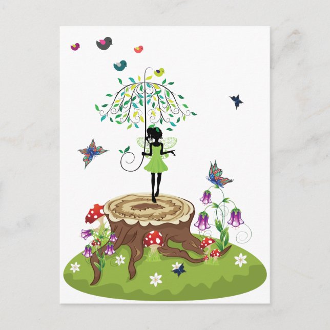 Carte Postale Arbre, souche et fée 2 (Devant)