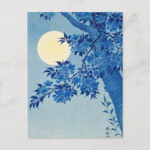 Carte Postale Arbre sous la lumière de la lune bleue : Nuit de f