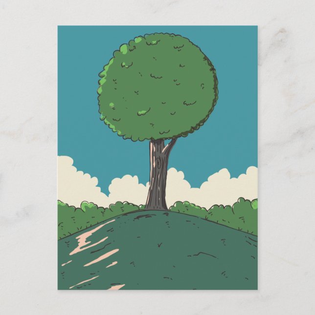 Carte Postale Arbre sur une colline (Devant)