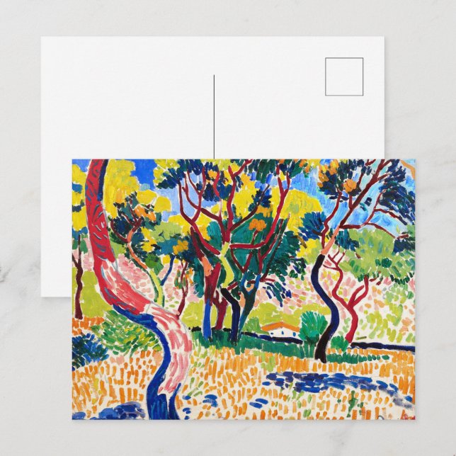 Carte Postale Arbres à Collioure | André Derain | (Devant / Derrière)