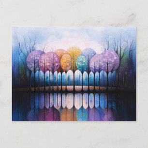 Carte Postale Arbres colorés Réflexion de l'eau douce