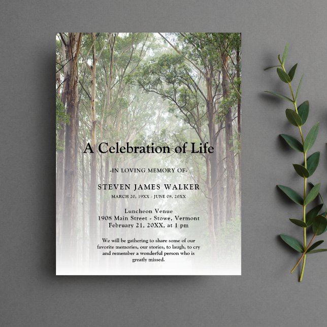 Carte Postale Arbres commémoratifs de célébration de la vie (Trees Celebration of Life Invitation)