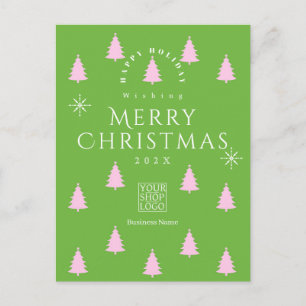 Carte Postale Arbres de la saison de Noël Entreprise Logo Vert