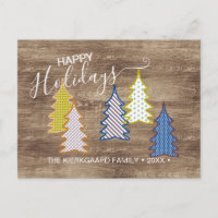 Arbres de Noël Abstraits Rétro sur Fond Bois veiné