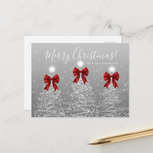 Carte Postale Arbres de Noël argentés élégants pour les fêtes av