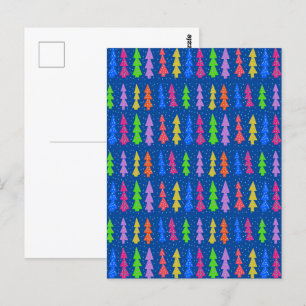 Carte Postale Arbres de Noël colorés en bleu