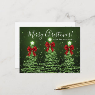 Carte Postale Arbres de Noël verts élégants pour les fêtes avec