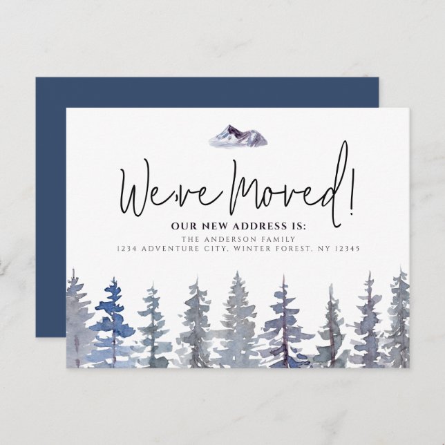 Carte Postale Arbres d'hiver Nous avons déplacé une nouvelle adr (Devant / Derrière)