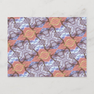 CARTE POSTALE ARBRES ET CHAMPS MOTIF