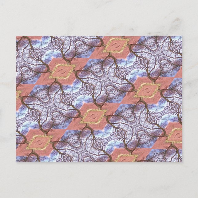 CARTE POSTALE ARBRES ET CHAMPS MOTIF (Devant)