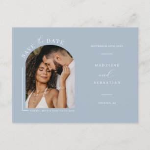 Carte Postale Arc bleu moderne Dusty Photo QR Code Enregistrer l