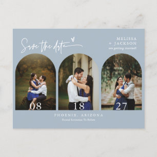 Carte Postale Arc bleu moderne Dusty Photo QR Code Enregistrer l