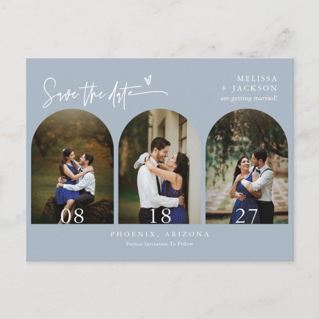 Carte Postale Arc bleu moderne Dusty Photo QR Code Enregistrer l (Devant)