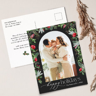 Carte Postale Arc botanique gris foncé chic moderne Photo Holida