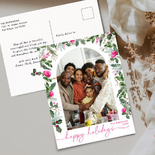 Carte Postale Arc botanique rose vif Joyeux jours fériés Photo