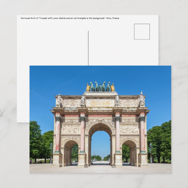 Carte Postale Arc de triomphe Carrousel à Paris, France (Devant / Derrière)