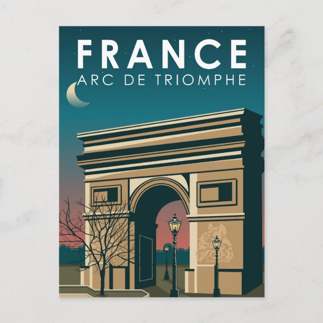 Carte Postale Arc de Triomphe France Art de Voyage Rétro Vintage (Devant)