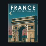 Carte Postale Arc de Triomphe France Retro Travel Art Vintage<br><div class="desc">Arc de Triomphe,  oeuvre vectorielle. C'est l'un des monuments les plus célèbres de Paris,  France,  situé à l'extrémité ouest des Champs-Élysées,  au centre de la place Charles de Gaulle.</div>