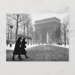 Carte Postale Arc de Triomphe neige - 1940 - Robert Doisneau
