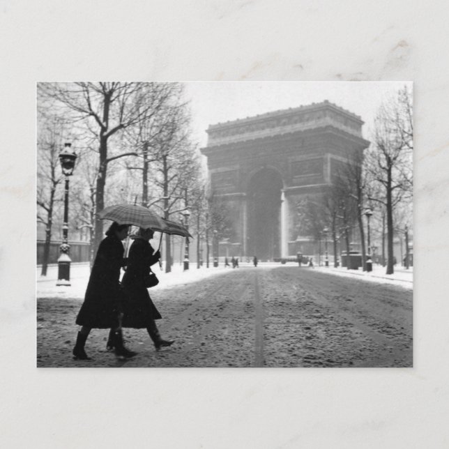 Carte Postale Arc de Triomphe neige - 1940 - Robert Doisneau (Devant)