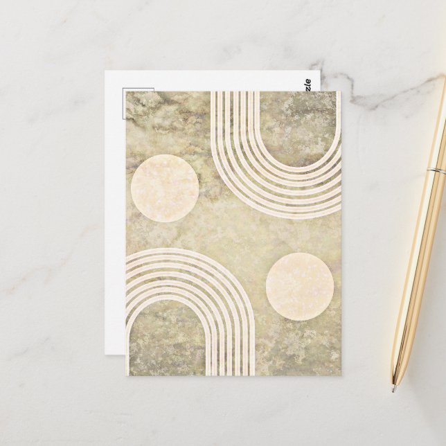 Carte Postale Arc-en-ciel Abstrait, art bohème, (Devant/Arrière en situation)