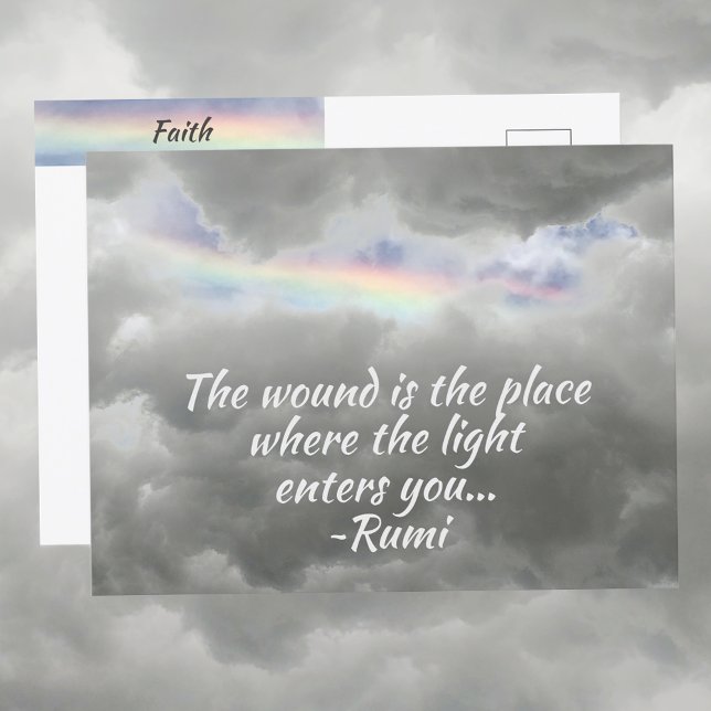 Carte Postale Arc-en-ciel dans un ciel orageux Citation de Rumi  (Créateur téléchargé)