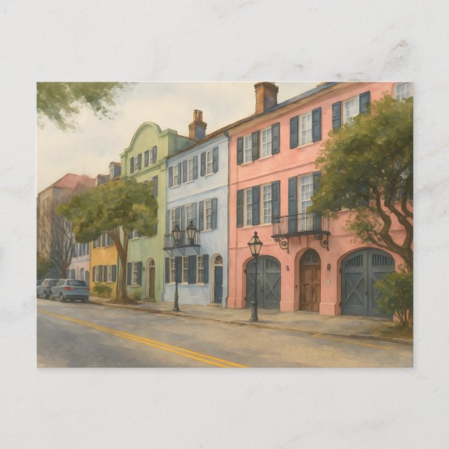 Carte Postale Arc-en-ciel de l'aquarelle de Charleston (Devant)